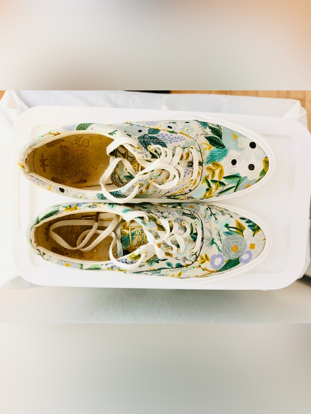 EUC Keds x Rifle Paper Co. Anchor Sneakers in Garden Party Grey - Picture 6 of 10
